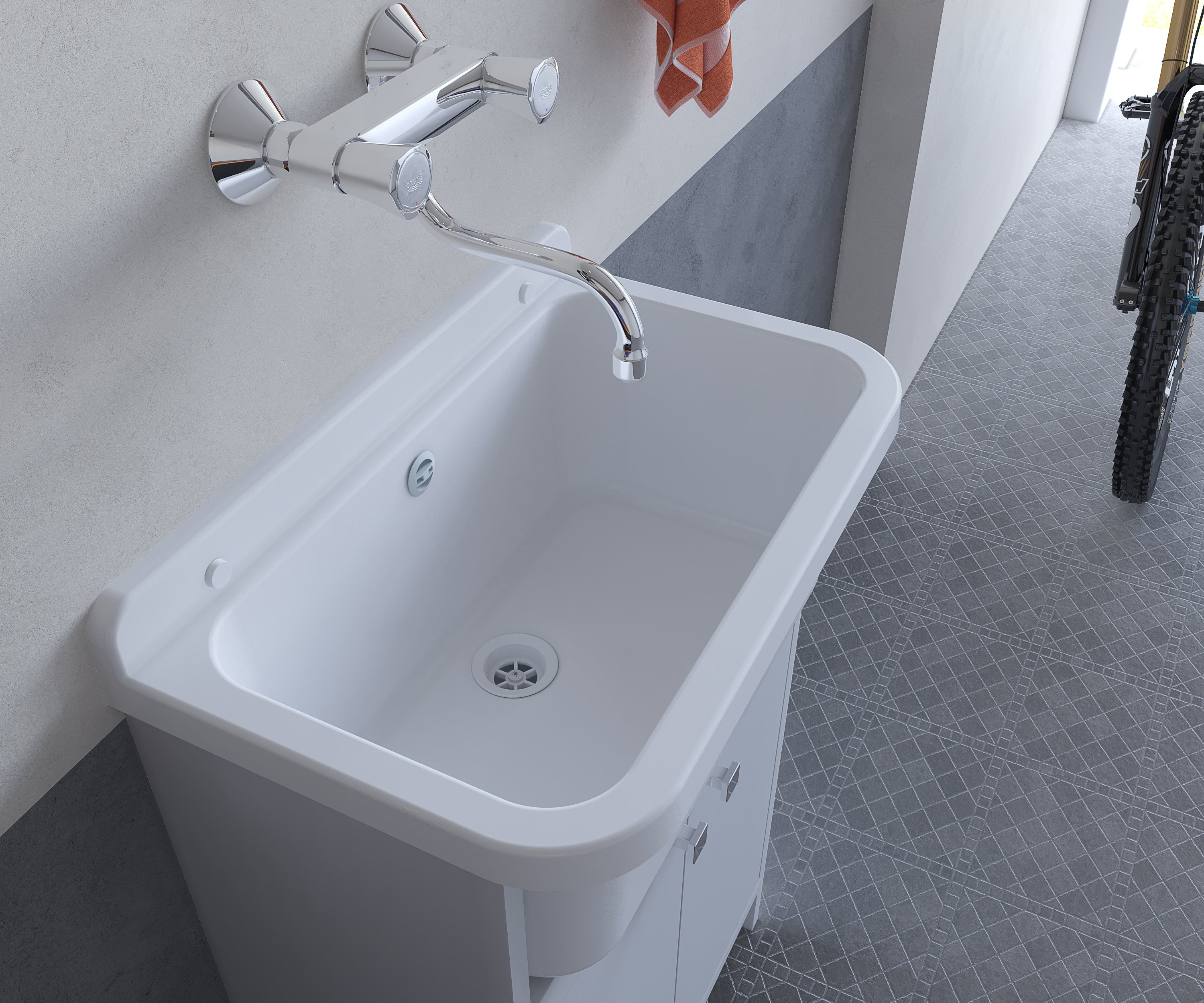 Lavatoio salvaspazio con kit di scarico 55x34x80