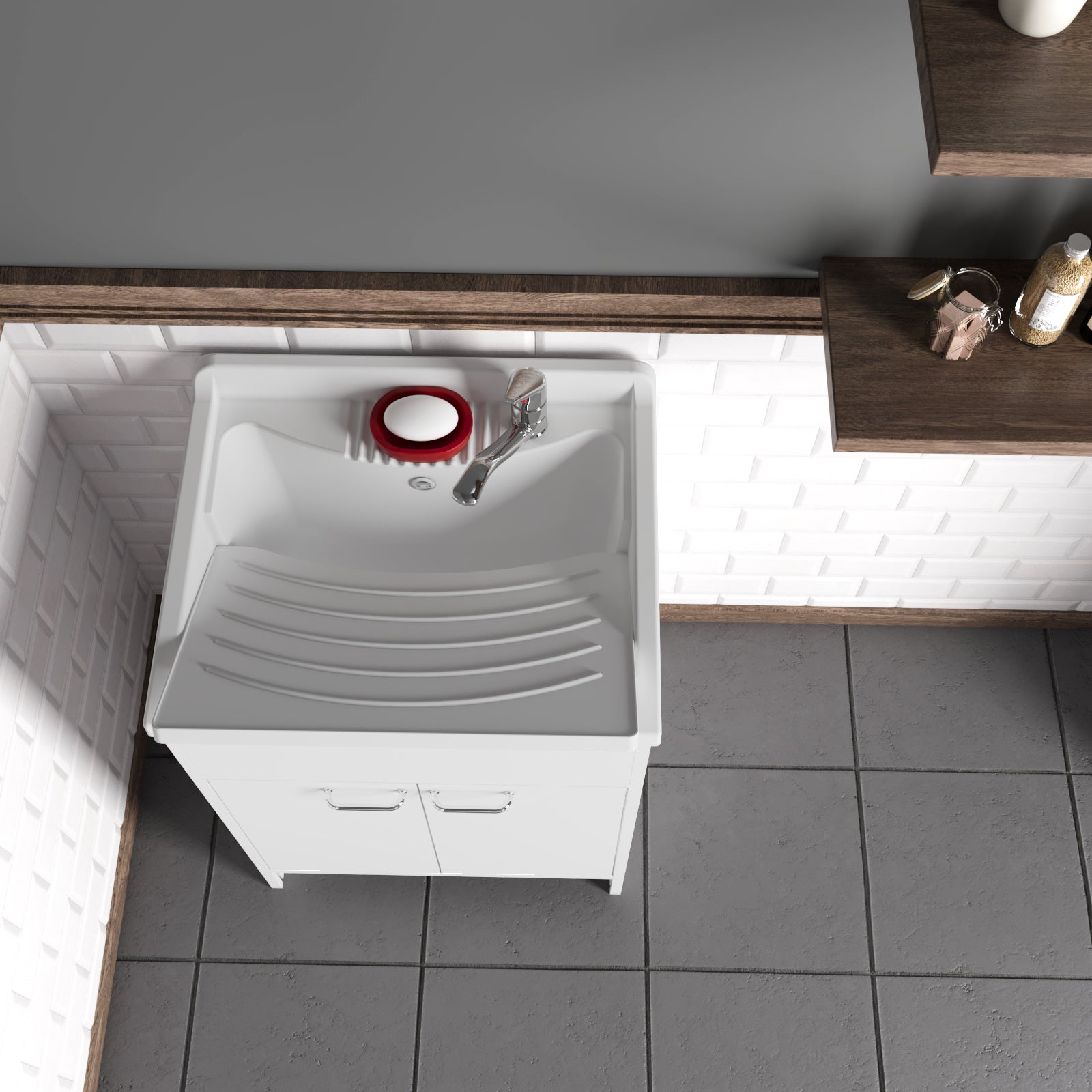 Lavatoio con kit autopulente in PVC