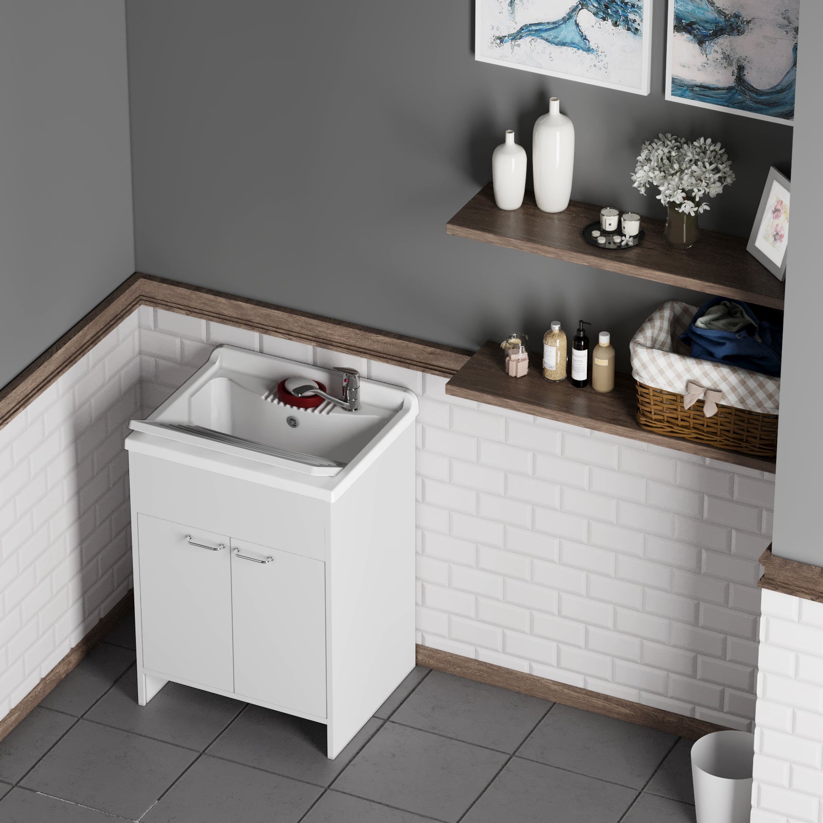 Lavatoio con kit autopulente in PVC
