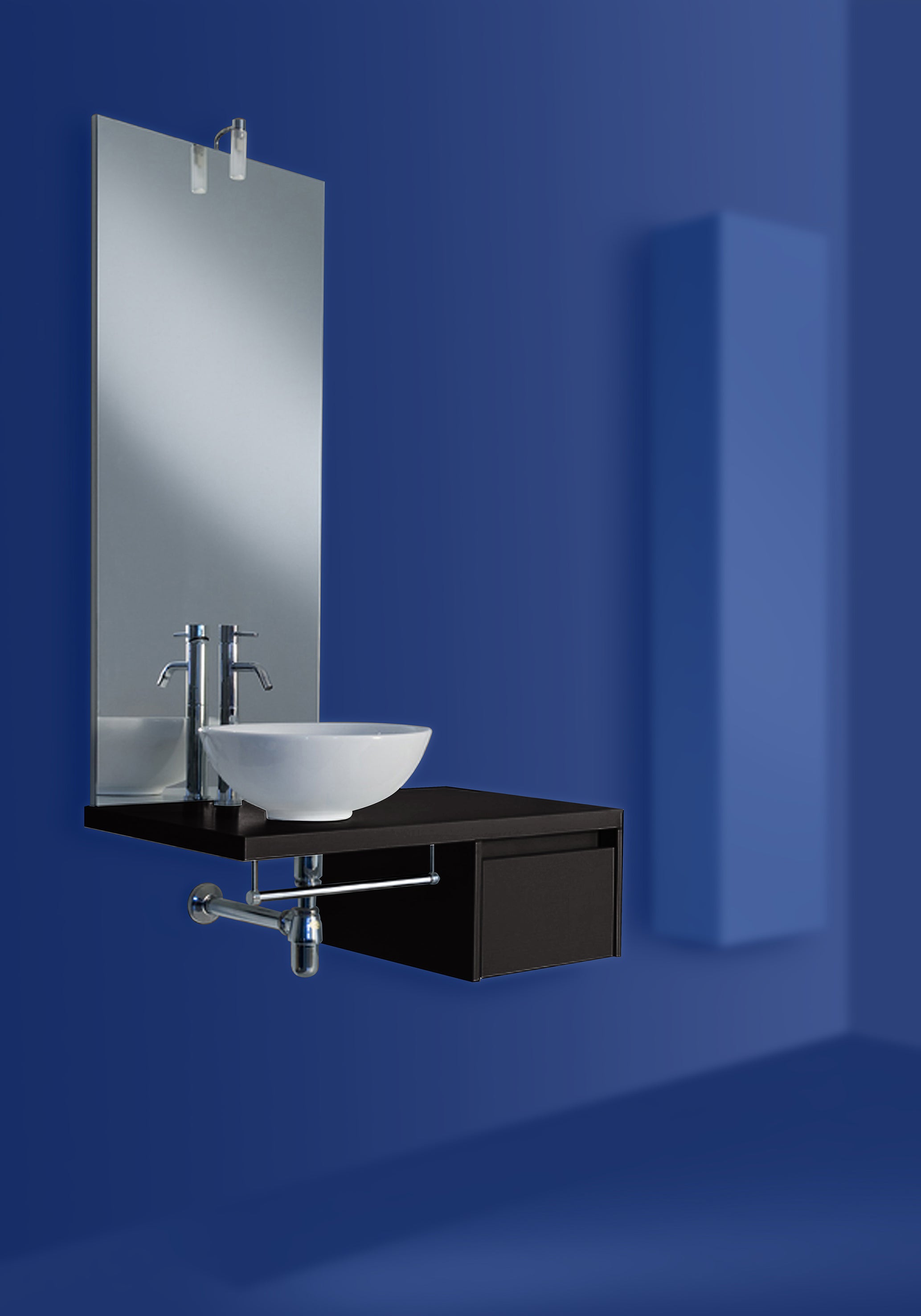 Kit Milano: mobile con  con lavabo, rubinetteria, piletta, sifone e specchio incluso