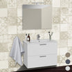 Kit Mia: Mobile bagno sospeso con cassetti 80 x 45 cm + lavabo ceramica + specchio e lampada led