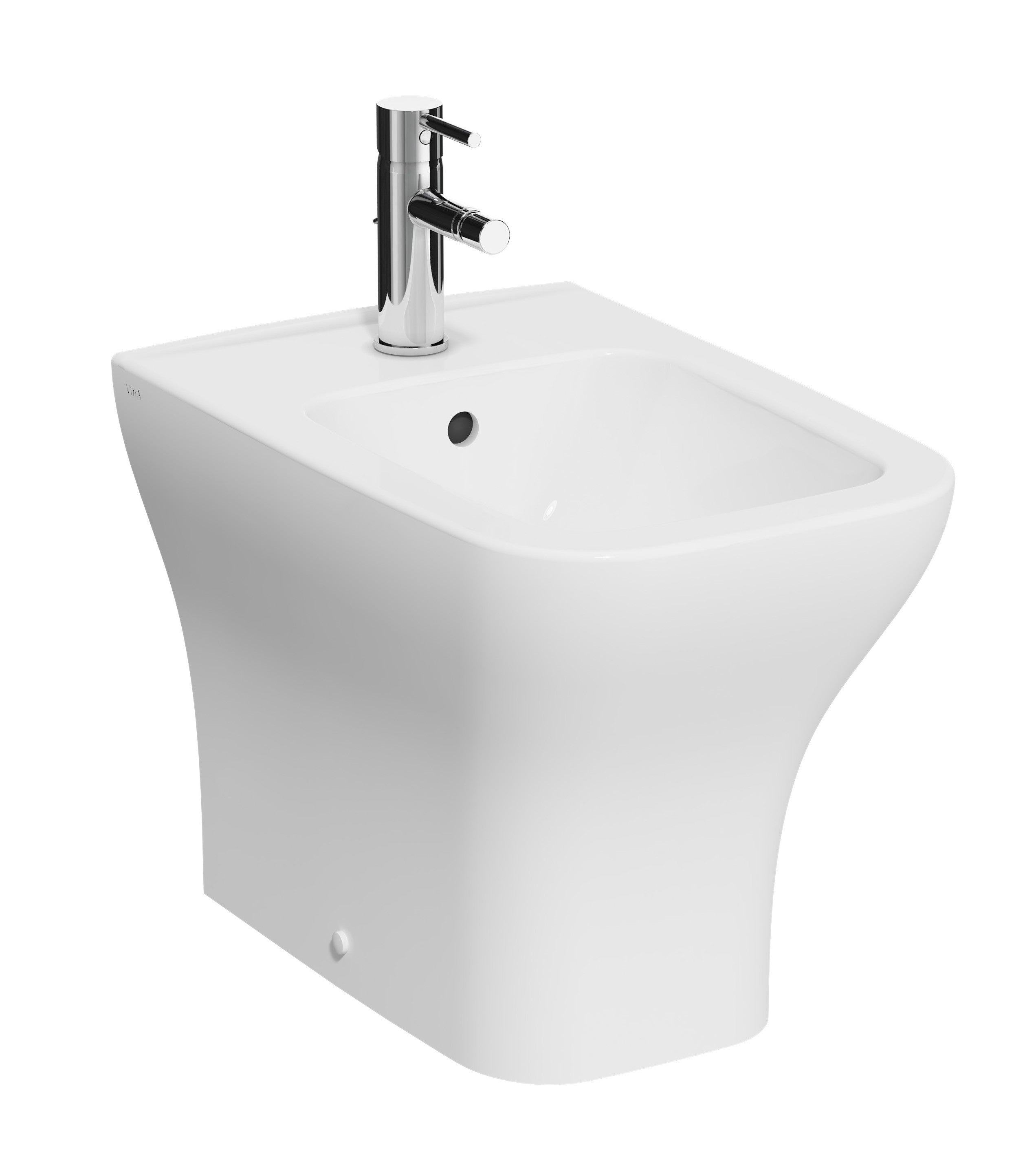 Coppia sanitari  filo muro (BTW)  in ceramica a terra bidet + WC scarico a terra con sedile soft close Mia Square