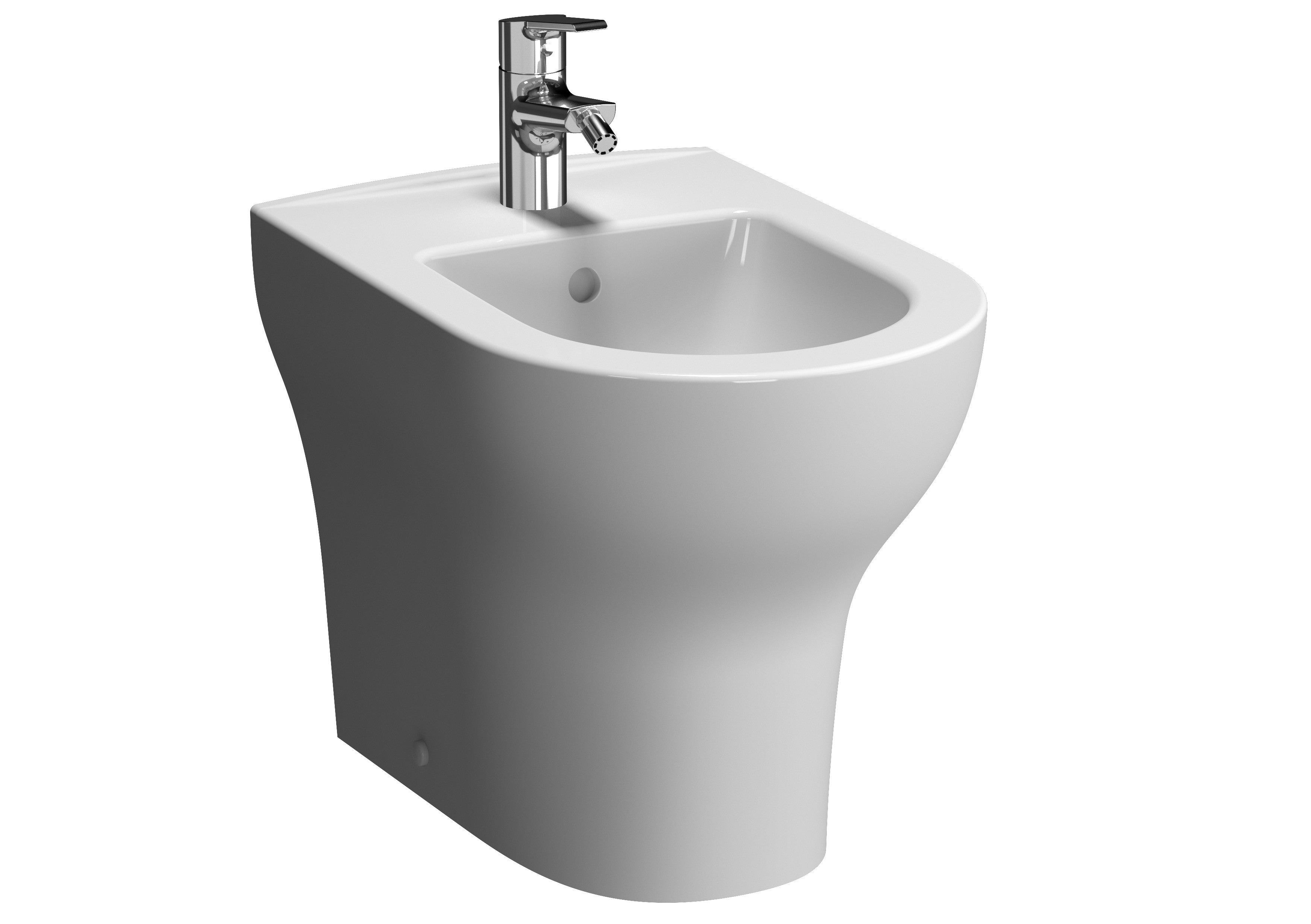 Coppia sanitari in ceramica filomuro Zentrum: bidet + WC con sedile softclose