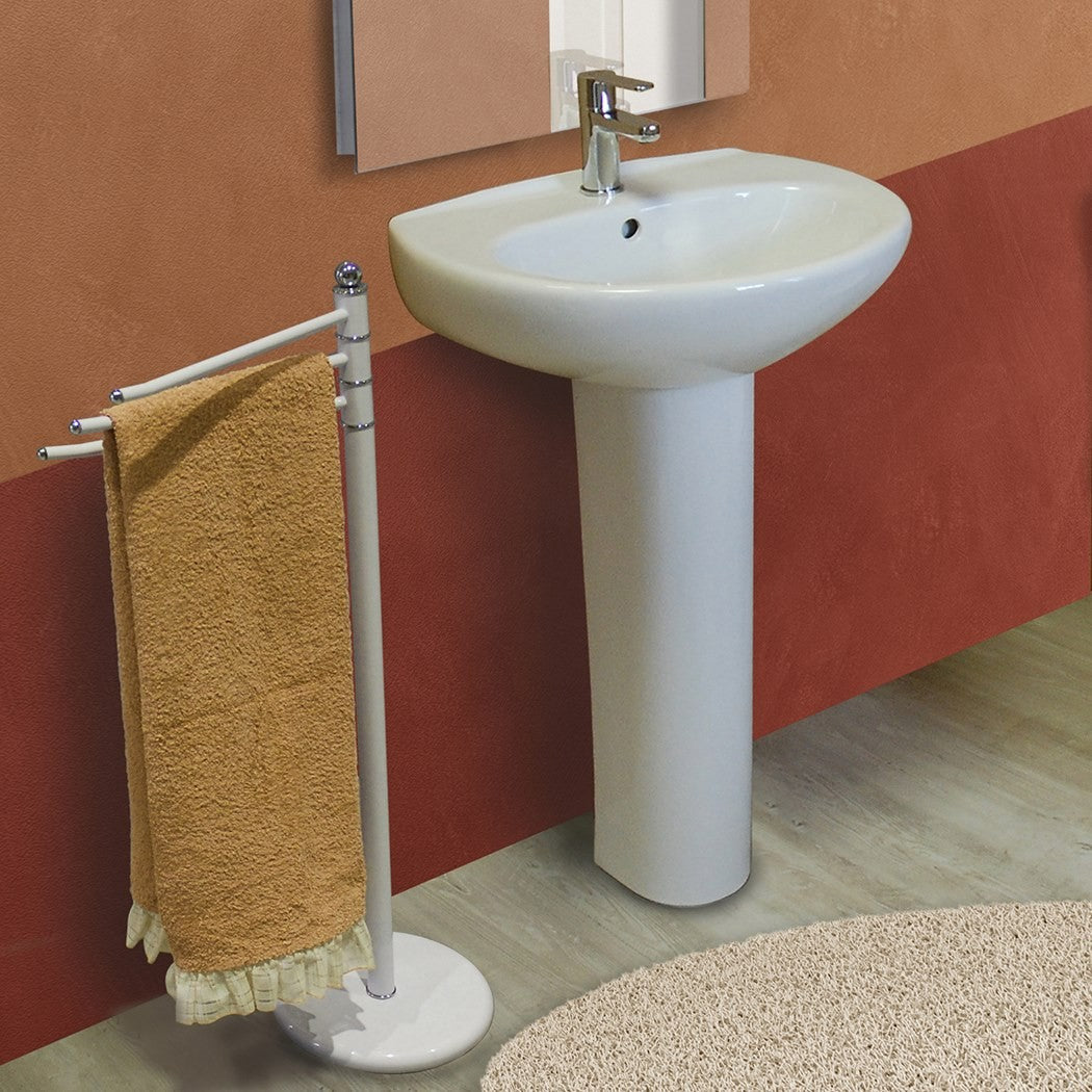 Serie completa di sanitari tradizionali a terra Magic lavabo con colonna 55 cm + bidet + WC con sedile incluso