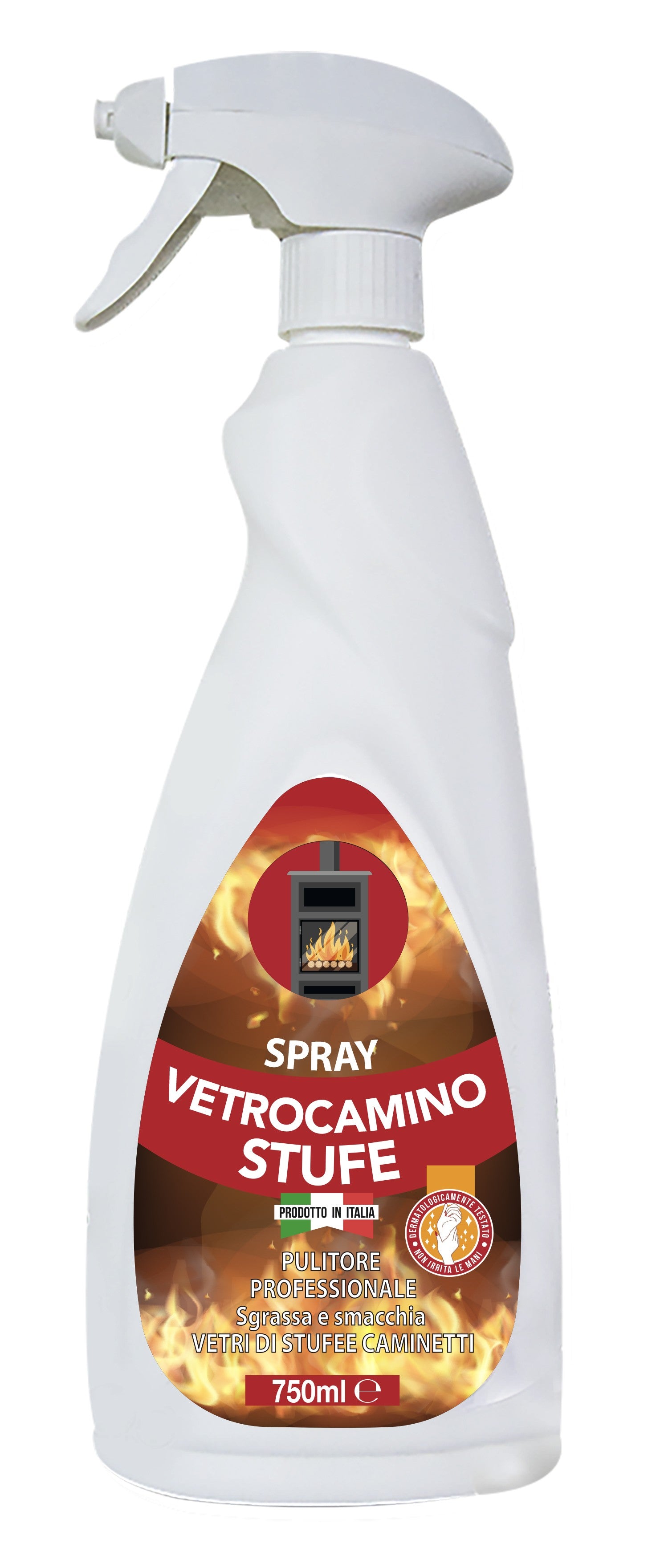 Spray per pulizia vetro stufa