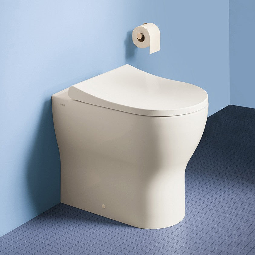 WC a pavimento filo muro rimless 54 cm con sedile termoindurente rallentato bianco Mia Round