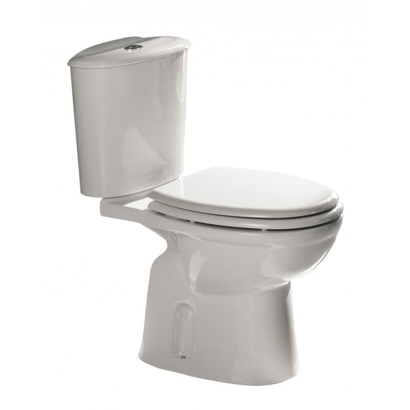 Rak: WC monoblocco Karla in ceramica con scarico a terra e cassetta. Sedile incluso